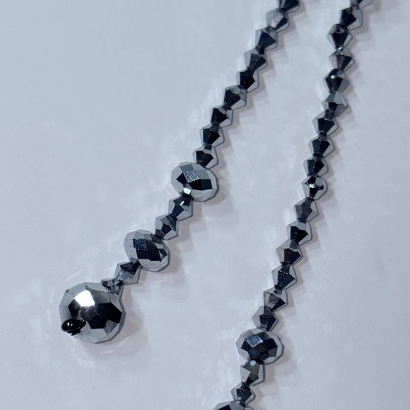 Sparkling Crystal Lariat Necklace Y Drop Silver Tone Faceted Beads - Picture 11 of 16